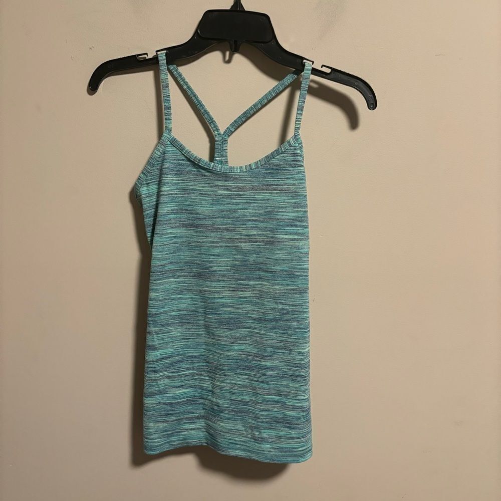 Lululemon Power Y Tank Heathered Green Tank Top- Size 4